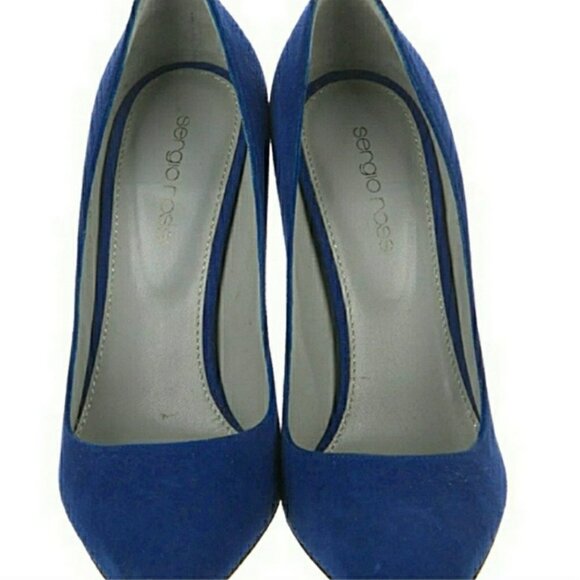 SERGIO ROSS, Blue Suede Heels, Size 7 (37) - Picture 3 of 5